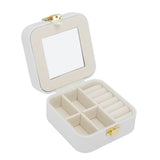 Jewelry Case Small Jewelry Box Organizer Display Storage Portable for Rings and Earrings Beige