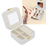 Jewelry Case Small Jewelry Box Organizer Display Storage Portable for Rings and Earrings Beige
