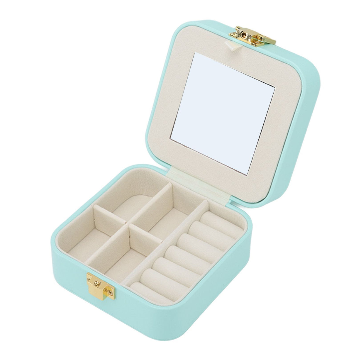Jewelry Case Small Jewelry Box Organizer Display Storage Portable for Rings and Earrings Mint Green