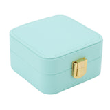 Jewelry Case Small Jewelry Box Organizer Display Storage Portable for Rings and Earrings Mint Green - Close-Up Angle