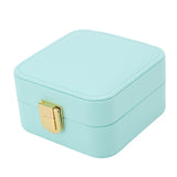 Jewelry Case Small Jewelry Box Organizer Display Storage Portable for Rings and Earrings Mint Green - Low Angle