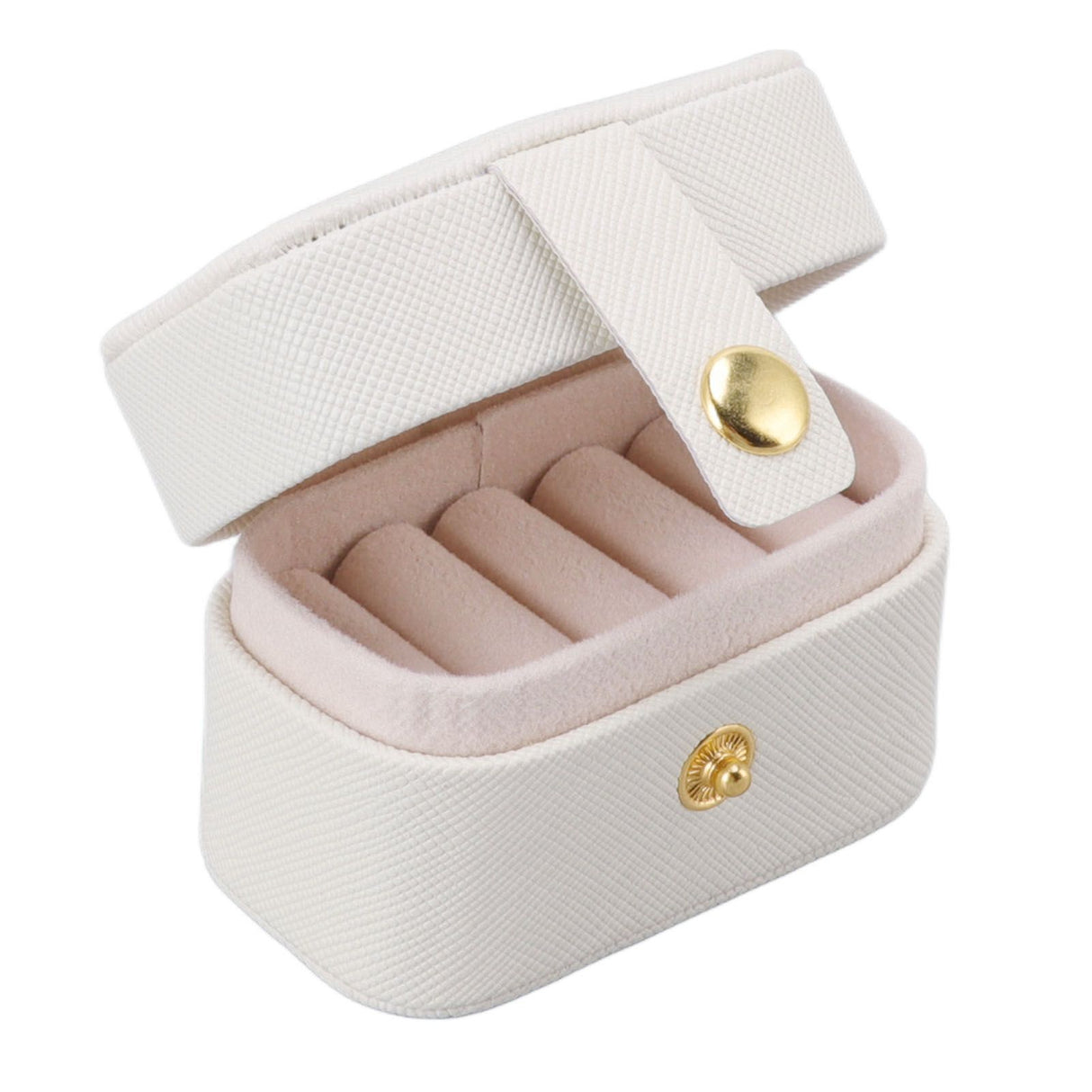 Mini Ring Storage Box PU Leather Small Jewelry Box Organizer Small Travel Earring Case White