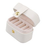 Mini Ring Storage Box PU Leather Small Jewelry Box Organizer Small Travel Earring Case White - Front View