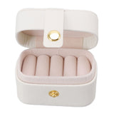 Mini Ring Storage Box PU Leather Small Jewelry Box Organizer Small Travel Earring Case White - Side View