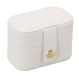 Mini Ring Storage Box PU Leather Small Jewelry Box Organizer Small Travel Earring Case White - Top-Down View