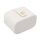 Mini Ring Storage Box PU Leather Small Jewelry Box Organizer Small Travel Earring Case White - Close-Up Angle