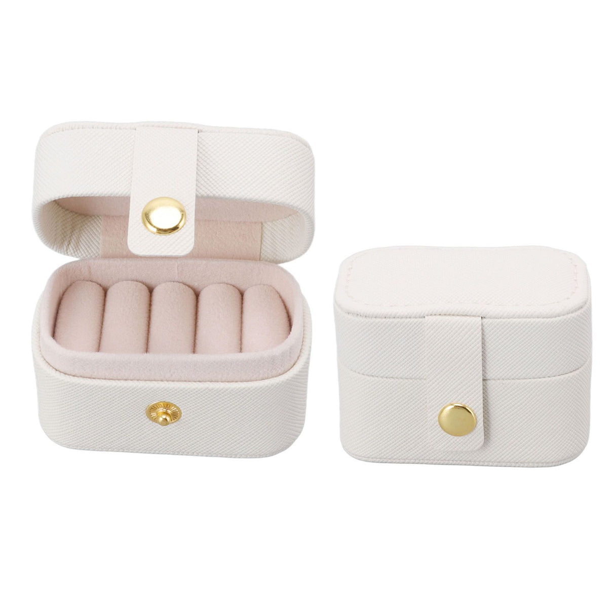 Mini Ring Storage Box PU Leather Small Jewelry Box Organizer Small Travel Earring Case White
