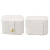 Mini Ring Storage Box PU Leather Small Jewelry Box Organizer Small Travel Earring Case White - Extra Image