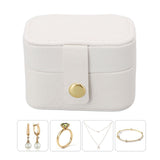 Mini Ring Storage Box PU Leather Small Jewelry Box Organizer Small Travel Earring Case White
