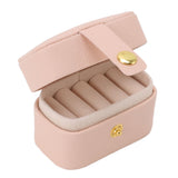 Mini Ring Storage Box PU Leather Small Jewelry Box Organizer Small Travel Earring Case Pink