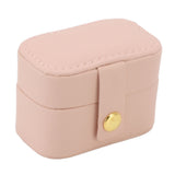 Mini Ring Storage Box PU Leather Small Jewelry Box Organizer Small Travel Earring Case Pink - Top-Down View