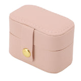 Mini Ring Storage Box PU Leather Small Jewelry Box Organizer Small Travel Earring Case Pink - 45-Degree Angle