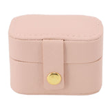 Mini Ring Storage Box PU Leather Small Jewelry Box Organizer Small Travel Earring Case Pink - Rear View