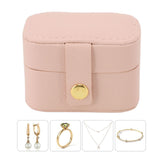 Mini Ring Storage Box PU Leather Small Jewelry Box Organizer Small Travel Earring Case Pink
