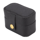 Mini Ring Storage Box PU Leather Small Jewelry Box Organizer Small Travel Earring Case Black - Top-Down View