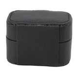 Mini Ring Storage Box PU Leather Small Jewelry Box Organizer Small Travel Earring Case Black - Low Angle