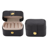 Mini Ring Storage Box PU Leather Small Jewelry Box Organizer Small Travel Earring Case Black