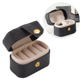 Mini Ring Storage Box PU Leather Small Jewelry Box Organizer Small Travel Earring Case Black - Extra Image
