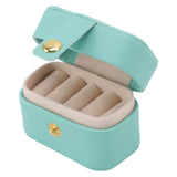 Mini Ring Storage Box PU Leather Small Jewelry Box Organizer Small Travel Earring Case Blue