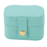 Mini Ring Storage Box PU Leather Small Jewelry Box Organizer Small Travel Earring Case Blue - Rear View