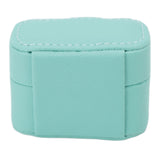 Mini Ring Storage Box PU Leather Small Jewelry Box Organizer Small Travel Earring Case Blue - Low Angle