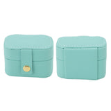 Mini Ring Storage Box PU Leather Small Jewelry Box Organizer Small Travel Earring Case Blue