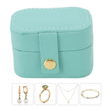 Mini Ring Storage Box PU Leather Small Jewelry Box Organizer Small Travel Earring Case Blue