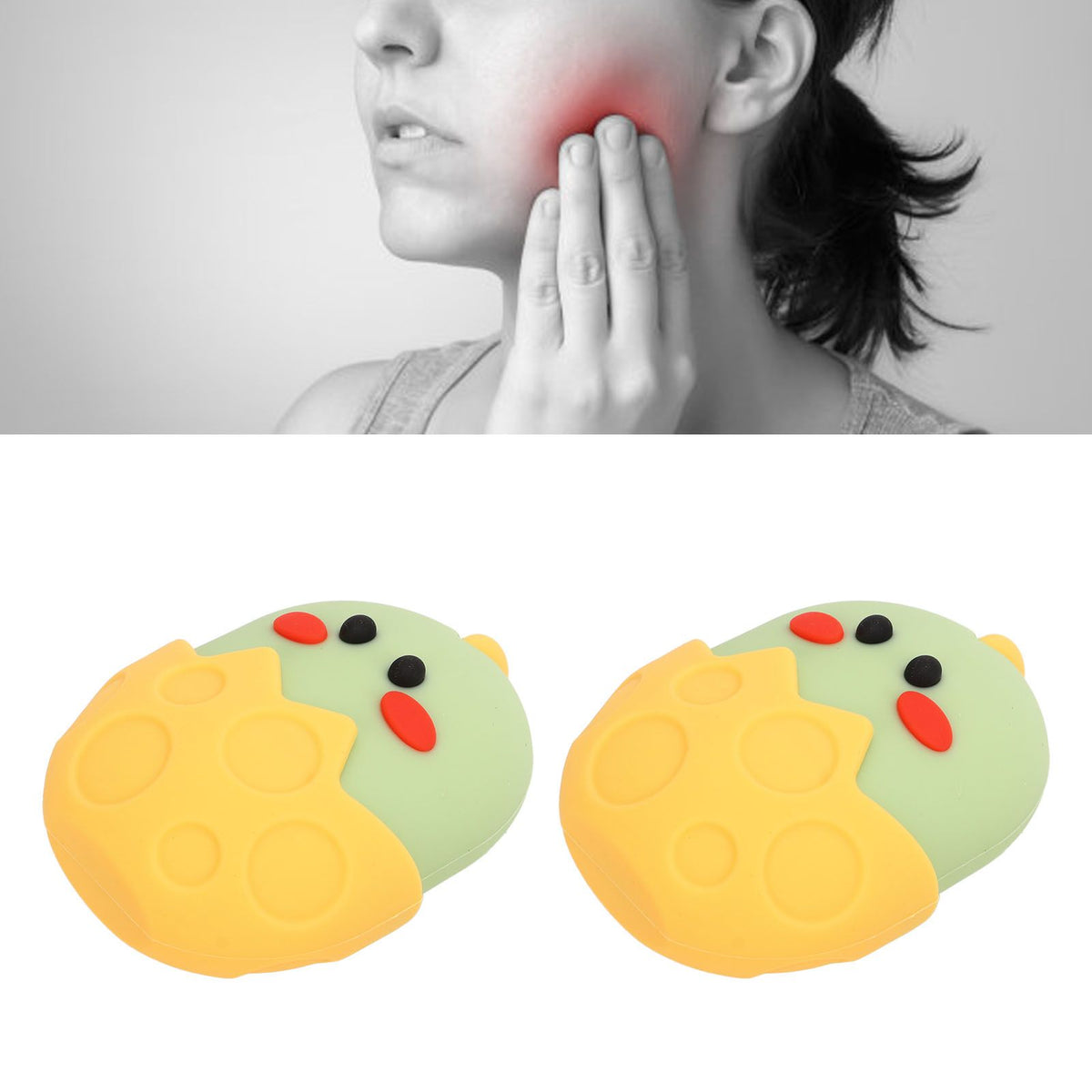 2Pcs Silicone Ice Face Mold Yellow Chicken Shape Face Eye Ice Roller for Men Women Reducing Swelling Pain Inflammation