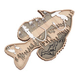 Wooden Hollowed Fish Figurine Multilayer Boxwood Decorative Wooden Hollowed Fish Striped for Home Office Canteen Bass - Top-Down View