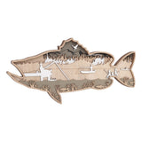 Wooden Hollowed Fish Figurine Multilayer Boxwood Decorative Wooden Hollowed Fish Striped for Home Office Canteen Salmon