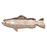 Wooden Hollowed Fish Figurine Multilayer Boxwood Decorative Wooden Hollowed Fish Striped for Home Office Canteen Salmon - Rear View