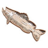 Wooden Hollowed Fish Figurine Multilayer Boxwood Decorative Wooden Hollowed Fish Striped for Home Office Canteen Salmon