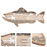 Wooden Hollowed Fish Figurine Multilayer Boxwood Decorative Wooden Hollowed Fish Striped for Home Office Canteen Salmon - Extra Image