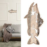 Wooden Hollowed Fish Figurine Multilayer Boxwood Decorative Wooden Hollowed Fish Striped for Home Office Canteen Salmon