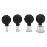 4Pcs Glass Cupping Set Black Silicone Ball Massage Vacuum Suction Cupping for Facial Skin