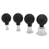 4Pcs Glass Cupping Set Black Silicone Ball Massage Vacuum Suction Cupping for Facial Skin