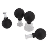 4Pcs Glass Cupping Set Black Silicone Ball Massage Vacuum Suction Cupping for Facial Skin