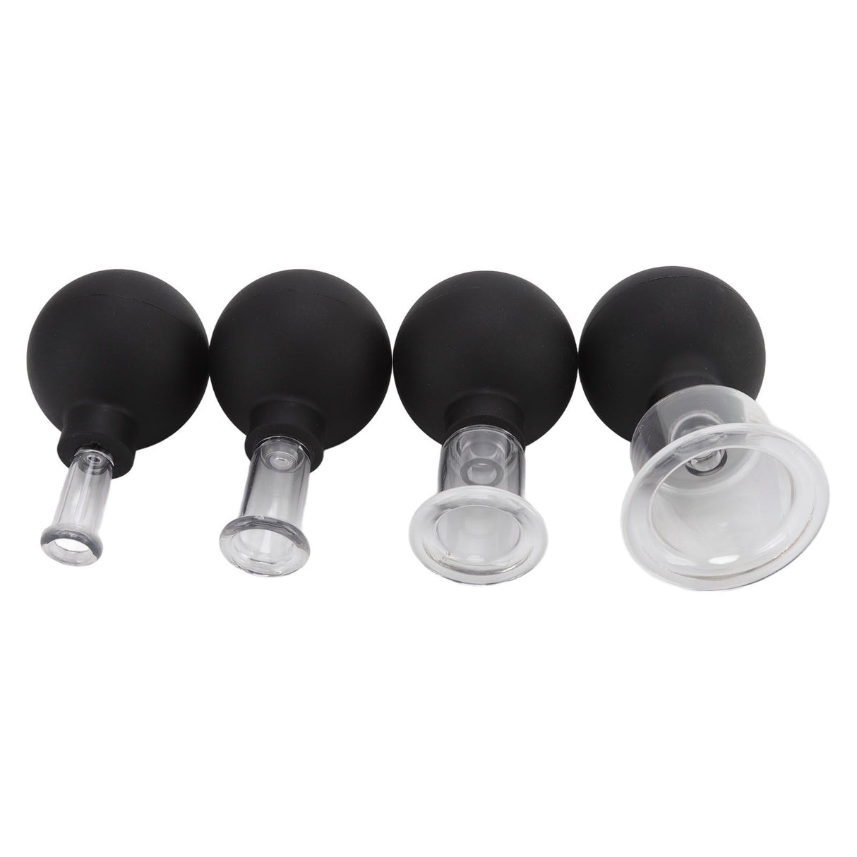 4Pcs Glass Cupping Set Black Silicone Ball Massage Vacuum Suction Cupping for Facial Skin
