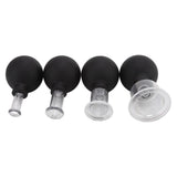 4Pcs Glass Cupping Set Black Silicone Ball Massage Vacuum Suction Cupping for Facial Skin