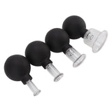4Pcs Glass Cupping Set Black Silicone Ball Massage Vacuum Suction Cupping for Facial Skin