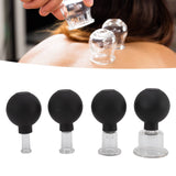 4Pcs Glass Cupping Set Black Silicone Ball Massage Vacuum Suction Cupping for Facial Skin