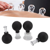 4Pcs Glass Cupping Set Black Silicone Ball Massage Vacuum Suction Cupping for Facial Skin - Extra Image