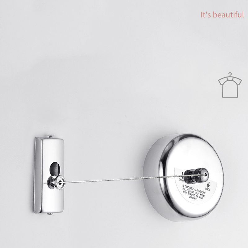 Wall Hanging Clothesline Telescopic Invisible Retractable Dryer Clothes Line for Home Hotel Round Stainless Steel 2.8meter Nylon Rope 2 Installation