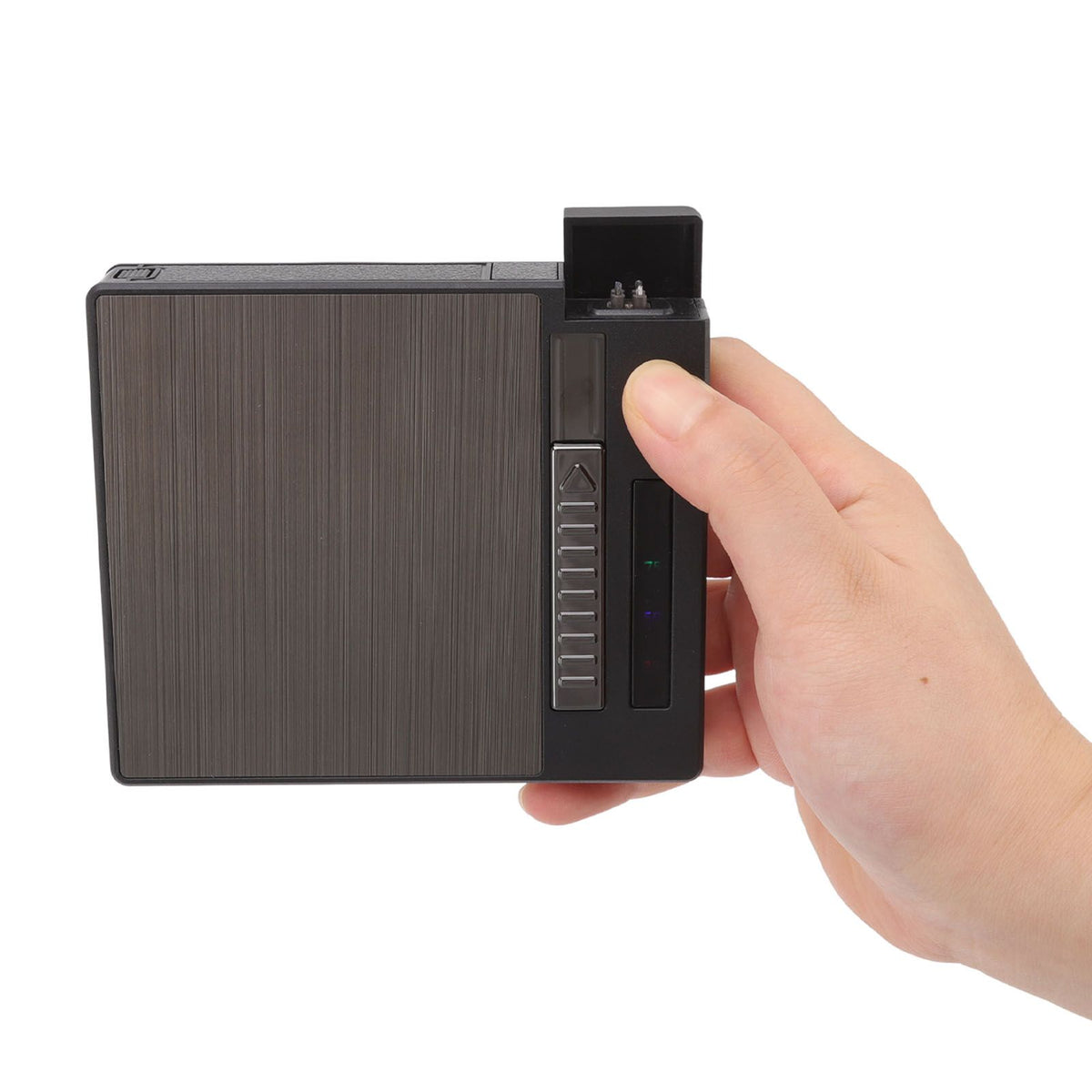 Cigarettes Case Box Automatic Ejection Holder with Dual Arc Lighter USB Rechargeable Power Display Windproof for 10 Cigarettes