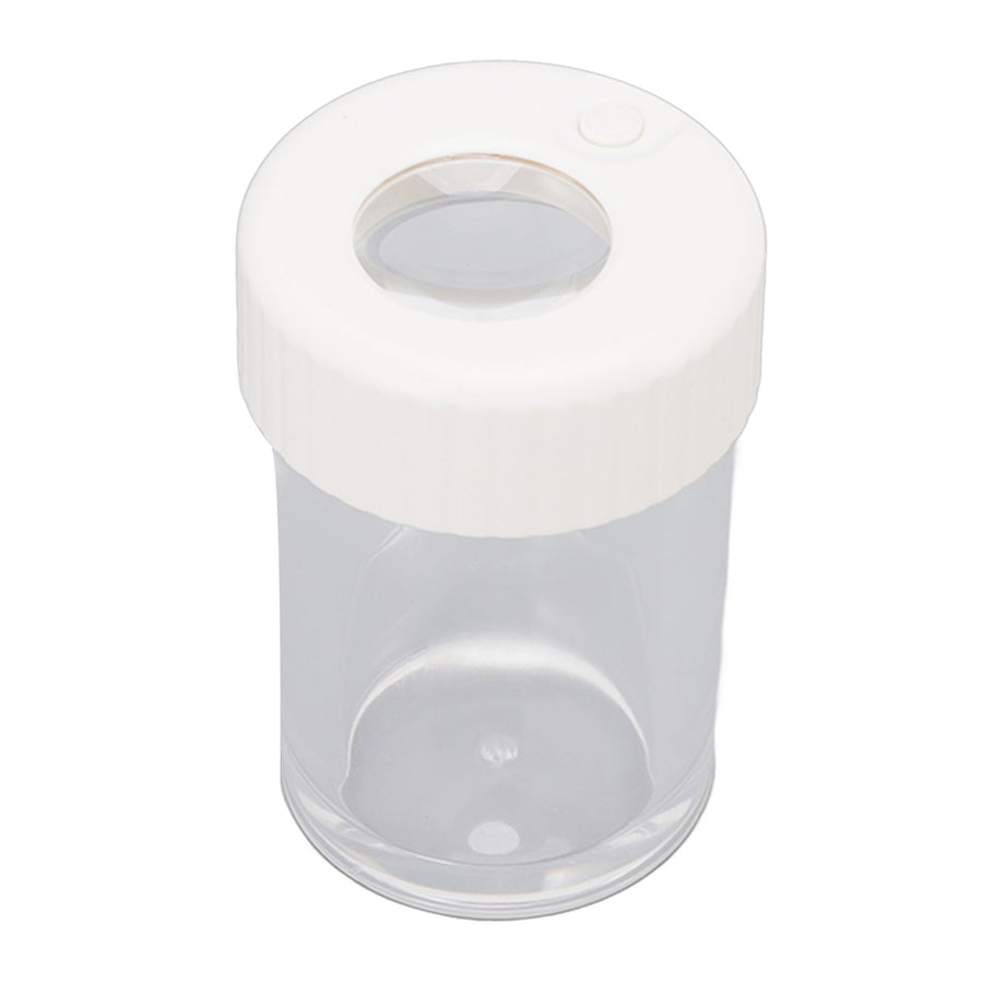 Magnifying Viewing Jar Multifunction Waterproof Magnifying Glass Storage Jar with LED Light for Home Travel White