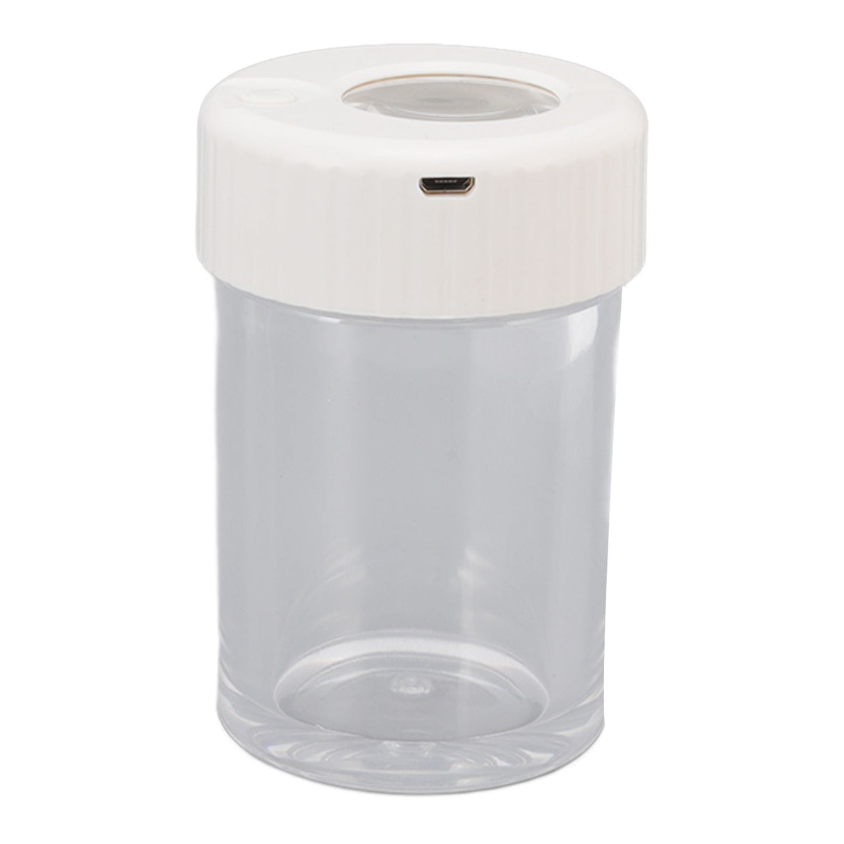 Magnifying Viewing Jar Multifunction Waterproof Magnifying Glass Storage Jar with LED Light for Home Travel White