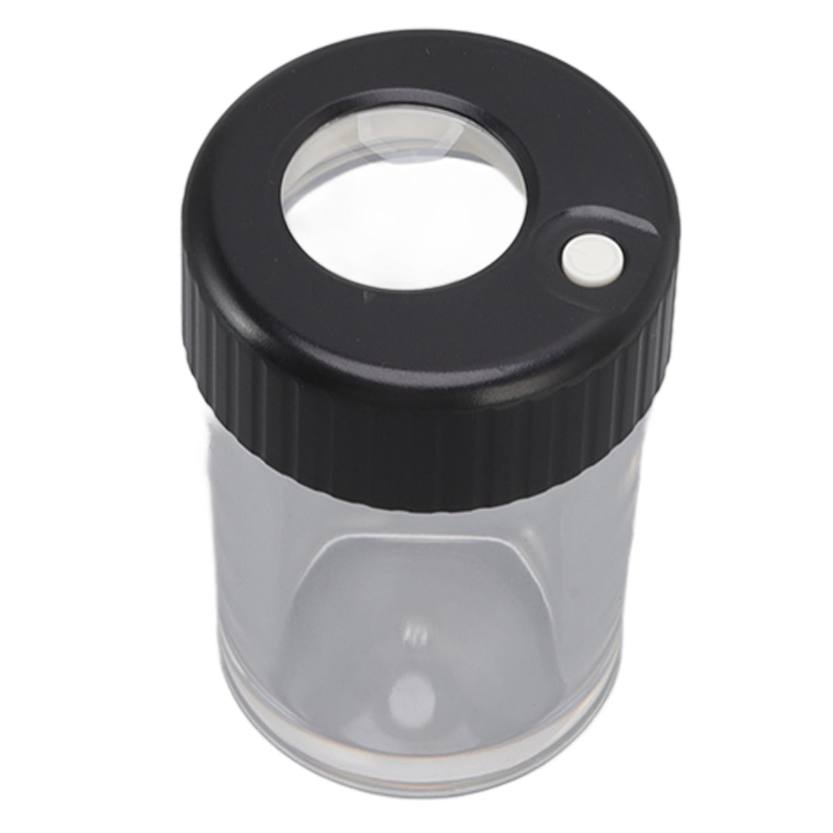 Magnifying Viewing Jar Multifunction Waterproof Magnifying Glass Storage Jar with LED Light for Home Travel Black