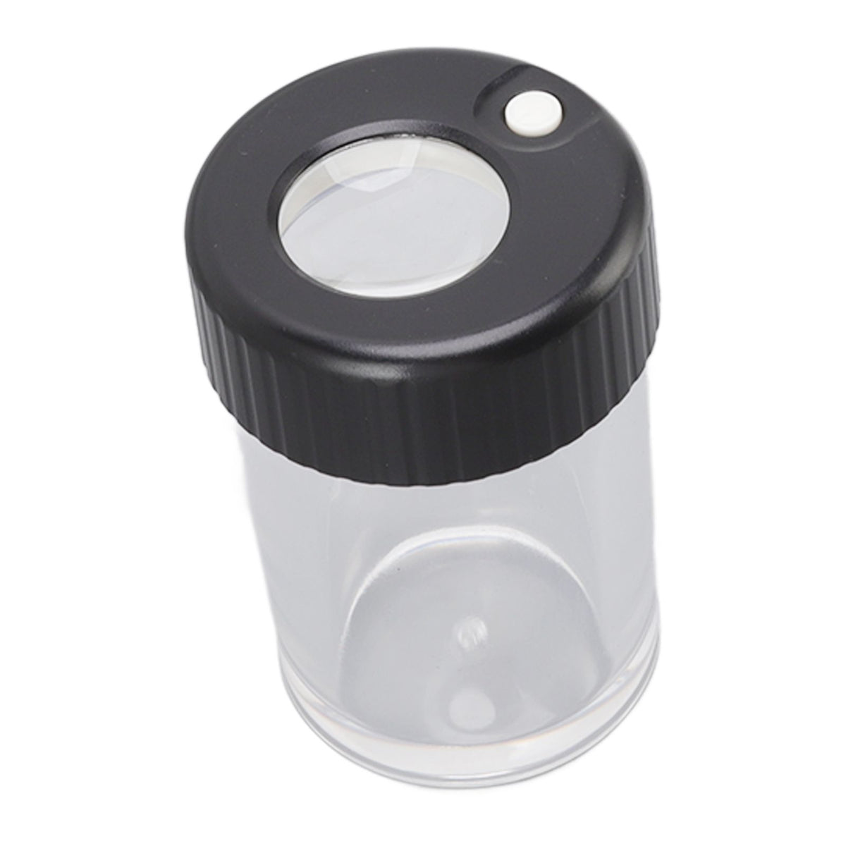 Magnifying Viewing Jar Multifunction Waterproof Magnifying Glass Storage Jar with LED Light for Home Travel Black