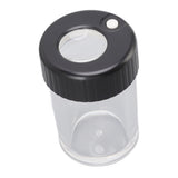 Magnifying Viewing Jar Multifunction Waterproof Magnifying Glass Storage Jar with LED Light for Home Travel Black - Low Angle
