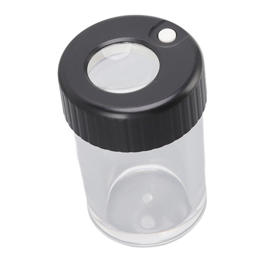 Magnifying Viewing Jar Multifunction Waterproof Magnifying Glass Storage Jar with LED Light for Home Travel Black